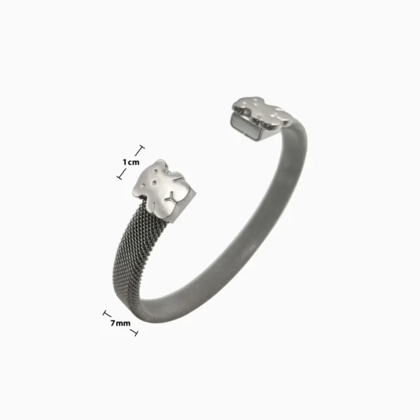 Pulsera De Acero Oso Malla Plateado 1