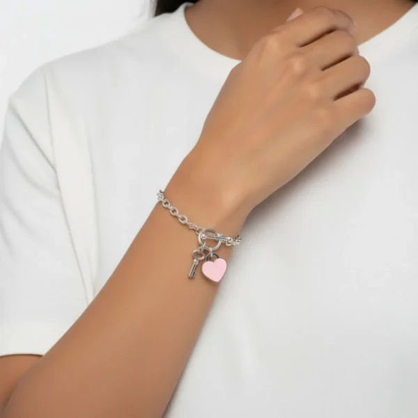 Pulsera De Acero Pasador Y Placa Con Lllave