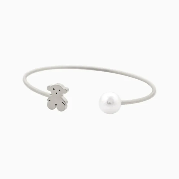 Pulsera De Acero Perla Y Oso