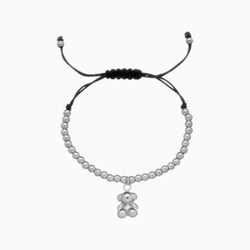 Pulsera De Acero Oso Cuentas Y Lazo Pulsera De Acero Oso Cuentas Y Lazo