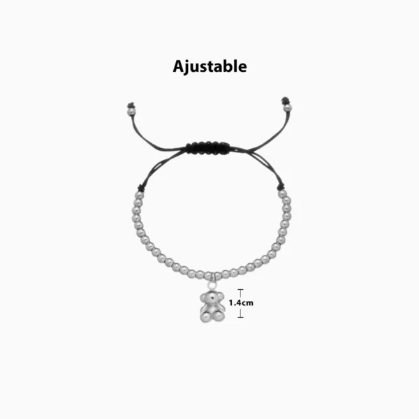 Pulsera De Titanio Oso Cuentas Y Lazo