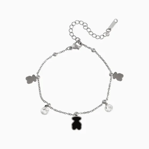 Pulsera De Acero Oso Negro Plateado Pulsera De Acero Oso Negro Plateado