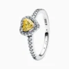 Anillo De Plata Corazón Superior Amarillo