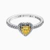 Anillo De Plata Corazón Superior Amarillo