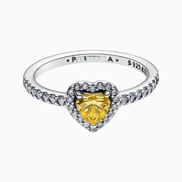 Anillo De Plata Corazón Superior Amarillo