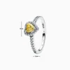Anillo De Plata Corazón Superior Amarillo