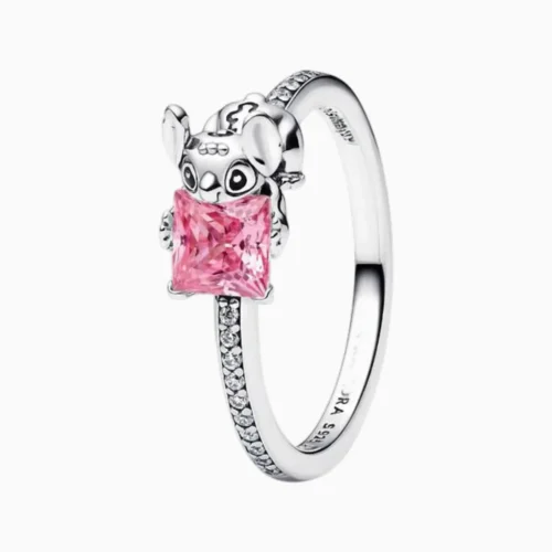 Anillo Stitch Piedra De Color Rosa