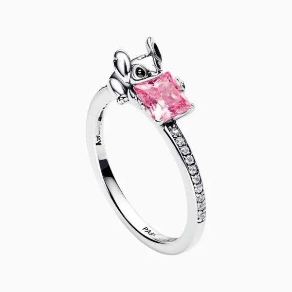 Anillo Stitch Piedra De Color Rosa