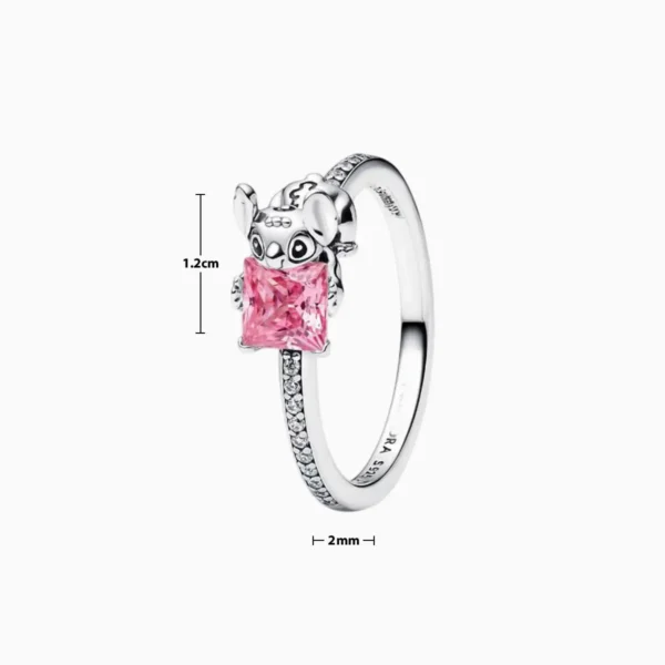 Anillo Stitch Piedra De Color Rosa