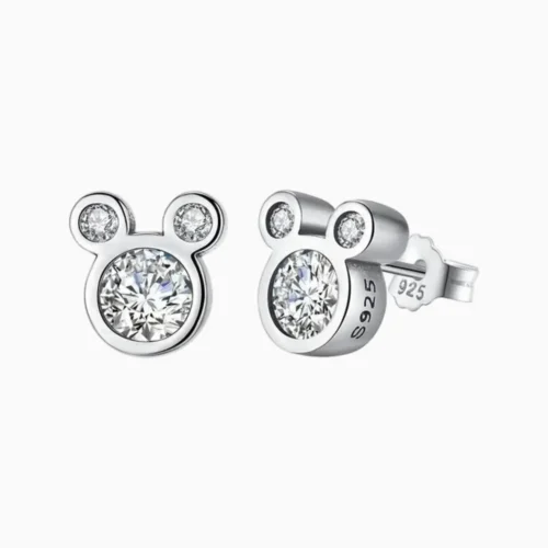 Aretes Broquel De Plata Silueta Mickey