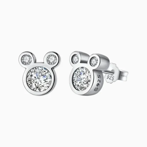 Aretes Broquel De Plata Silueta Mickey