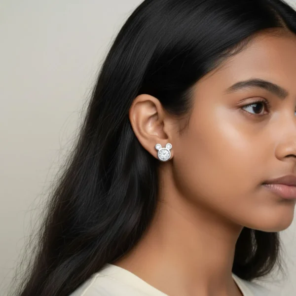 Aretes Broquel De Plata Silueta Mickey