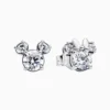 Aretes Broquel De Plata Silueta Mickey Y Minnie