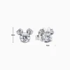 Aretes Broquel De Plata Silueta Mickey Y Minnie
