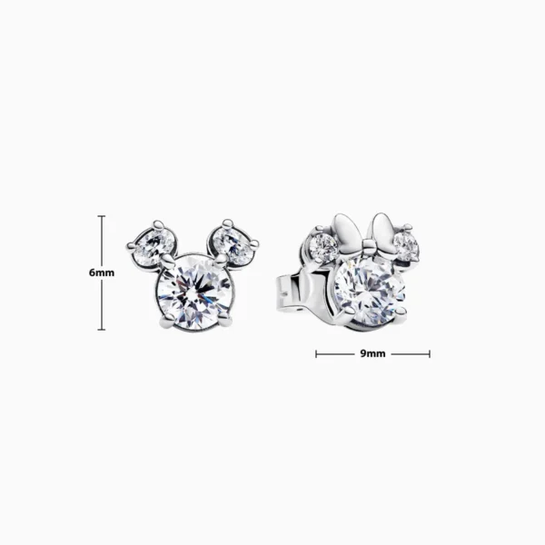 Aretes Broquel De Plata Silueta Mickey Y Minnie
